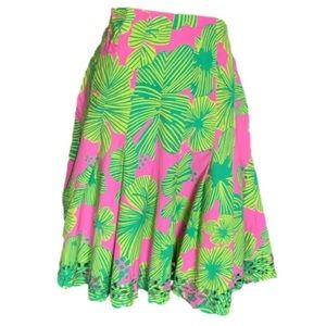 Vintage White Label Lilly Pulitzer pink and green full skirt Maternity Large